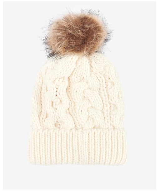 Women's Barbour Penshaw Cable Beanie - Cloud
