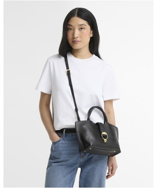 Women's Barbour Alder Mini Leather Tote Bag - Black