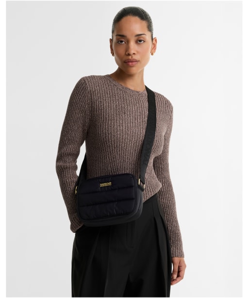 Women's Barbour International Monaco Baffle Quilt Crossbody Bag - Black