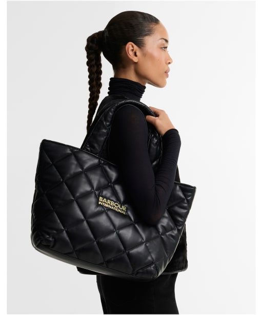 Women's Barbour International Soft Quilt Battersea Tote Bag - Black
