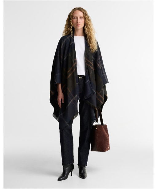 Women's Barbour Blair Tartan Serape - Shadow Classic Tartan