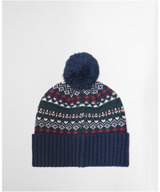 Men's Barbour Marlow Fair Isle Pom Beanie Hat - Navy / Evergreen