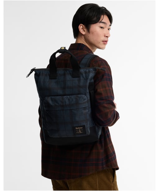 Barbour Field Wax Backpack - Navy Tartan