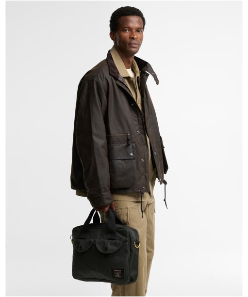 Barbour Field Waxed Laptop Crossbody Bag - Sage