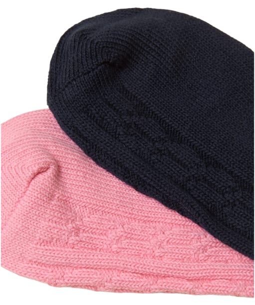  Women's Joules Cable Socks - 2 Pack - Navy / Pink