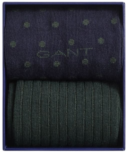  Men's GANT Dot And Rib Socks Gift Box - 2 Pack - Evening Blue