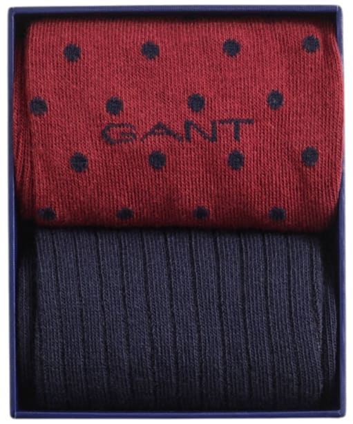  Men's GANT Dot And Rib Socks Gift Box - 2 Pack - Plumped Red
