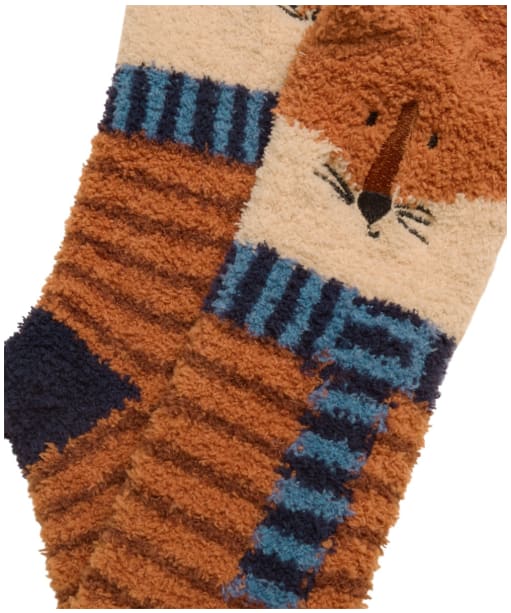 Men's Joules Novelty Fluffy Socks - Orange Fox