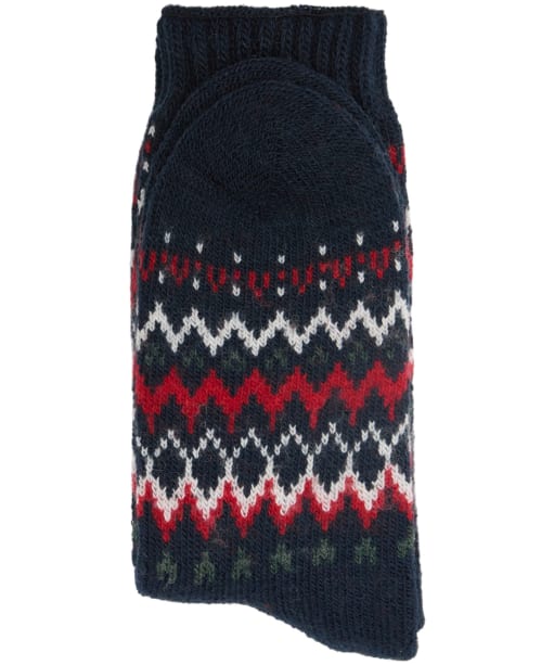 Women's Barbour Kingsford Fair Isle Sock - Navy Festive
