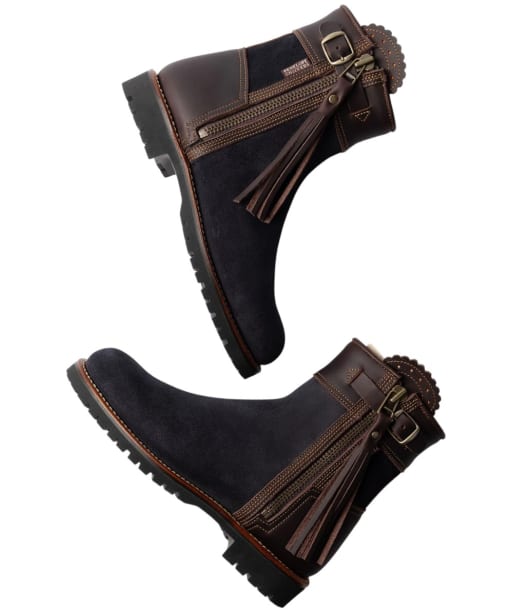 Women's Penelope Chilvers Inclement Cropped Waterproof Tassel Boots - Navy / Dark Brown