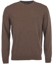 Mens Barbour Essential Lambswool Crew Neck Sweater - Leather