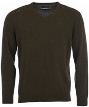 Mens Barbour Essential Lambswool V Neck Sweater - Seaweed
