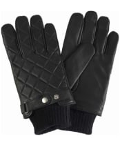 Mens Barbour Quilted Leather Gloves - Black