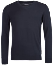 Men's Barbour Pima Cotton V-Neck Sweater - Navy