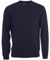 Men's Barbour Patch Crew Neck Lambswool Sweater - Navy