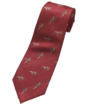 Men's Alan Paine Ripon Silk Tie - Bird and Dog Design - Bordeaux