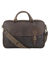 Barbour Wax and Leather Briefcase - Olive