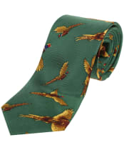 Men's Soprano Flying Pheasant Print Tie - Forest Green