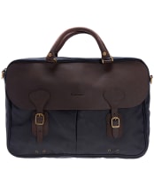 Barbour Wax and Leather Briefcase - Navy