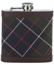 Barbour Hip Flask- Classic Tartan / Dark Brown