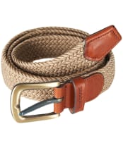 Men's Barbour Stretch Webbing Leather Belt - Stone