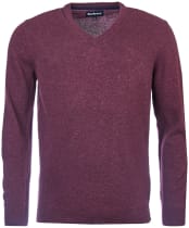 Men's Barbour Essential Lambswool V Neck Sweater - Merlot