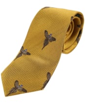 Men's Soprano Flying Pheasant Print Tie - New Gold