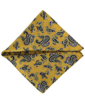 Men’s Soprano Paisley Silk Pocket Square - Mustard