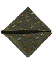 Men’s Soprano Country Birds Silk Pocket Square - Green