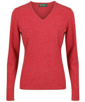 Women’s Alan Paine Inset Sleeve V-neck Sweater - Red