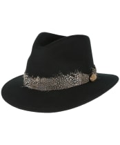Women’s Hicks & Brown The Suffolk Fedora - Guinea Feather Wrap - Black