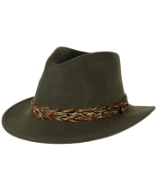 Women’s Hicks & Brown The Suffolk Fedora - Pheasant Feather Wrap - Olive