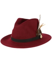 Women’s Hicks & Brown The Suffolk Fedora - Gamebird Feather - Maroon