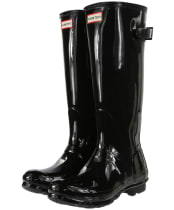 Women's Hunter Original Back Adjustable Gloss Wellingtons - Black