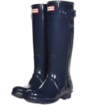 Women's Hunter Original Tall Gloss Wellington Boots - Navy