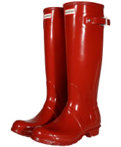 Women's Hunter Original Tall Gloss Wellington Boots - Military Red