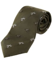 Men's Alan Paine Ripon Silk Tie - Bird & Dog Design - Olive