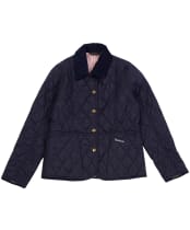Girl's Barbour Summer Liddesdale Quilted Jacket, 2-9yrs - Navy / Pale Coral