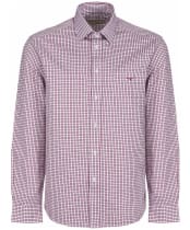 Men's R.M. Williams Collins Cotton Twill Shirt - Burgundy / White