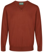 Men's Alan Paine Millbreck V-Neck Sweater - Rust