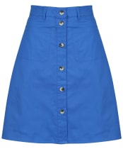 Women’s Crew Clothing Button Front Skirt - Strong Blue