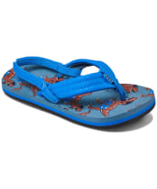 Boy's Reef Ahi Flip Flops - Littles - Blue T-Rex