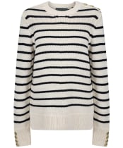 Women’s Holland Cooper Henley Striped Crew Knit - Natural / Ink Navy