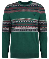 Men's Barbour Winterborne Fairisle Crew Sweatshirt - Forest