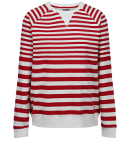 Women’s Crew Clothing Crew Neck Stripe Sweat - White / Red Stripe