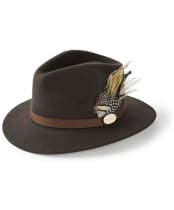 Women’s Hicks & Brown The Suffolk Fedora - Guinea and Pheasant Feather - Brown