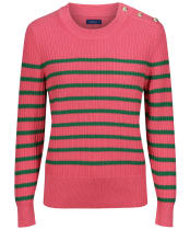 Women’s GANT Stripe Rib Pique Crew Neck - Rapture Rose