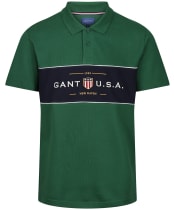 Men's GANT D1. Banner Shield Short Sleeved Rugger - Forest Green