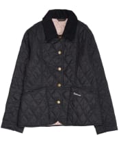 Girl's Barbour Summer Liddesdale Quilted Jacket, 2-9yrs - Black / Gardenia