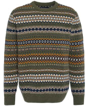 Men's Barbour Case Fairisle Crew Neck Jumper - Willow Green